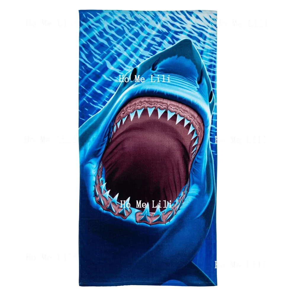 Great White Shark Beach Towel For Boys Shark Bath Towel Print Pool Towel Super Soft Shark Towel For Shark Lovers Beach Towels