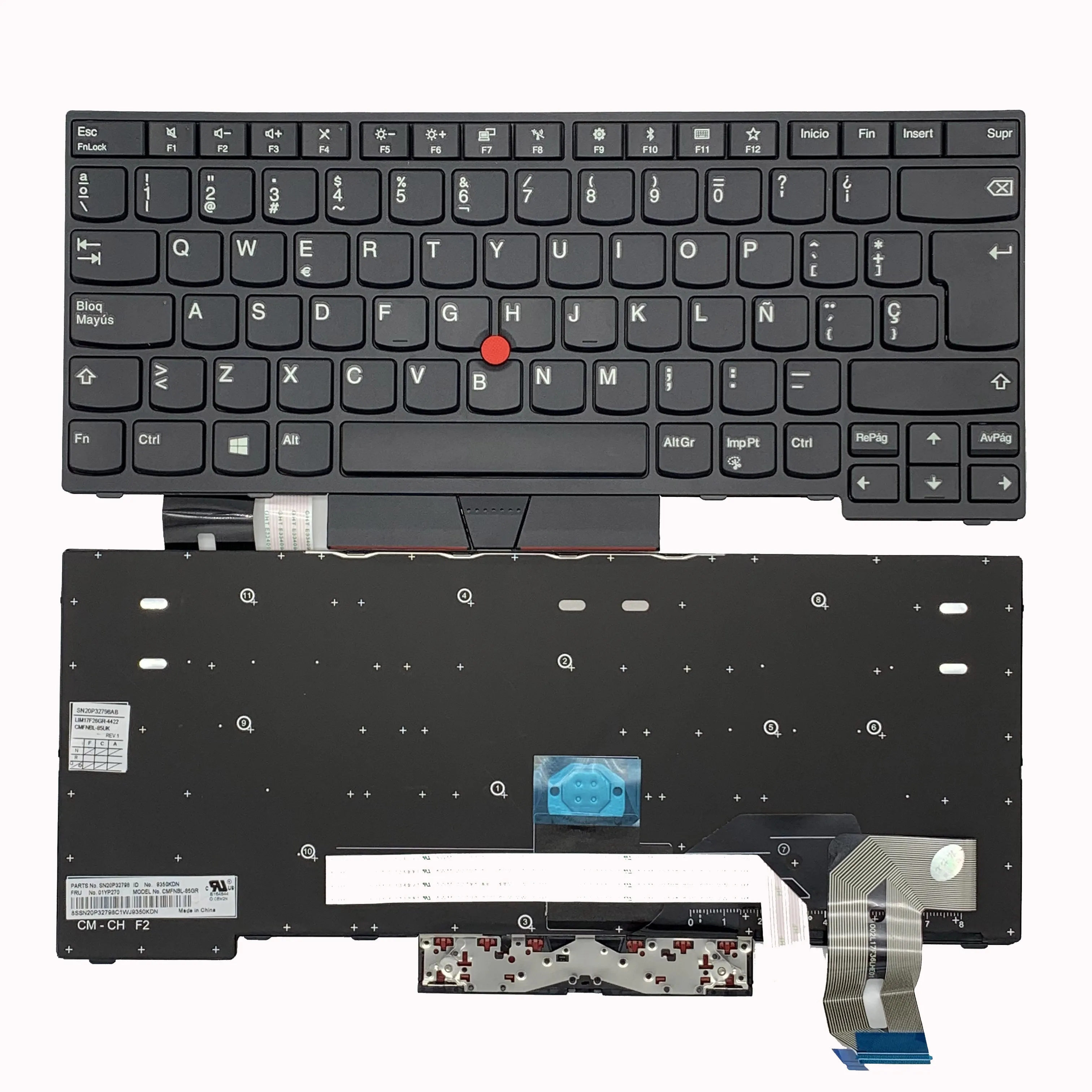 

New Original ES Spanish Non-Backlit Keyboard for Lenovo Thinkpad E480 E490 T480S L480 T490 T495 L390 L380 Yoga L490 P43s Laptop