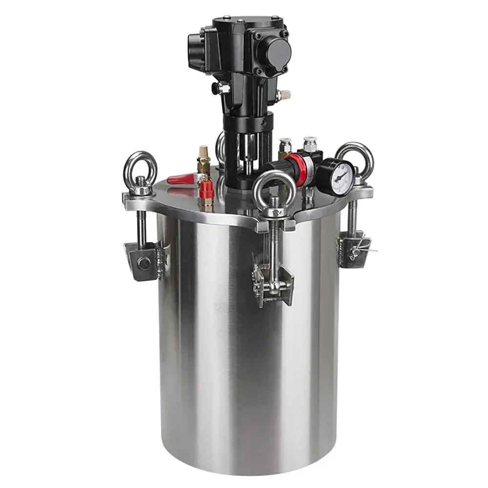 4L Stainless Steel Pneumatic Stirring Pressure Barrel Tank Mixing Pressure Dispensing Storage Bucket Y