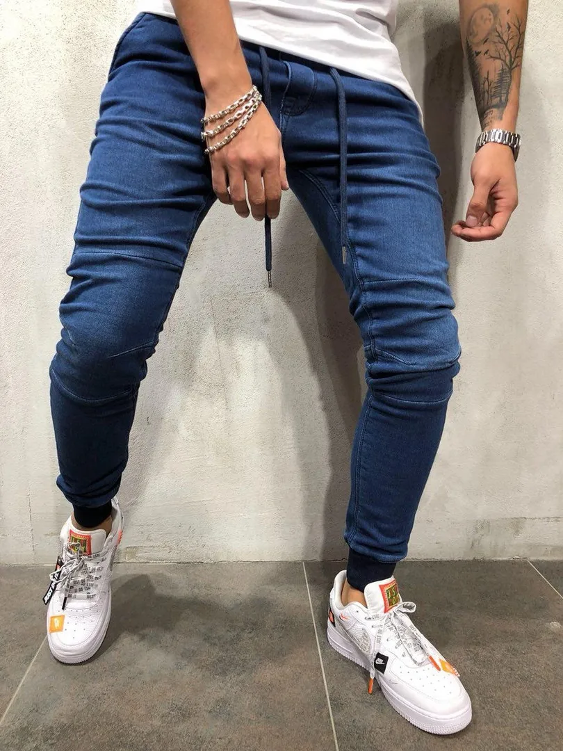 Herren Hosen Spitze-up Einfache Design Jeans Beiläufige Dünne Hose Männlichen Plus Größe Bleistift Denim Dünne Für Männer