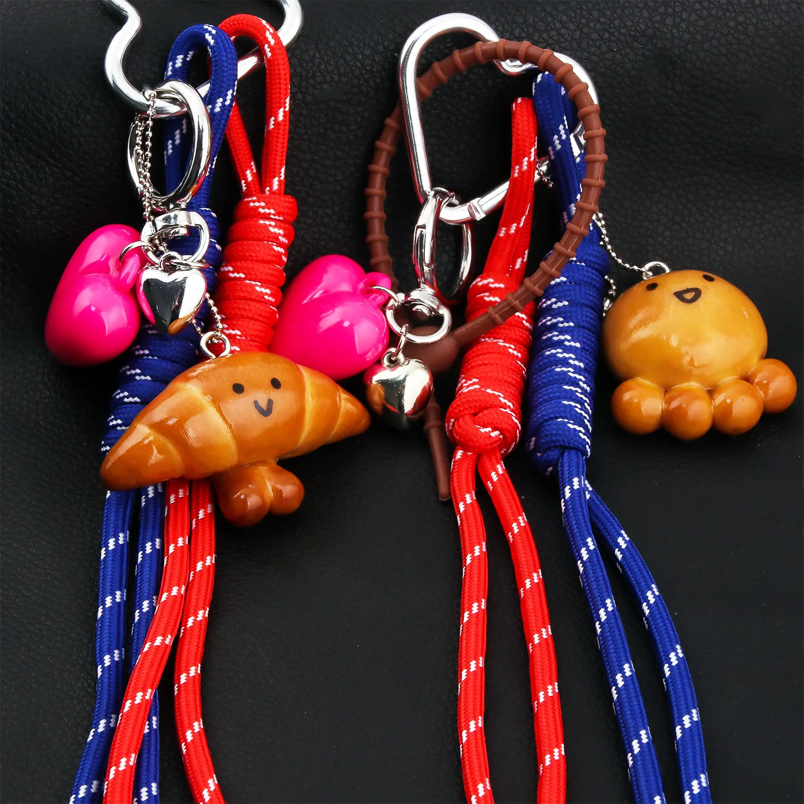 Koreanischer Charme Nylon handgemachte Seil Liebe Herz Schlüsselanhänger Y2K Mode Tasche Anhänger Schmuck bunte Anhänger Geschenk