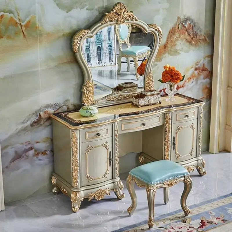 Italian Sturdy Makeup Vanity Desk Durable Nordic Drawer Cheap Makeup Vanity Desk Mirror Vintage Kaptafel Furniture For Bedrooms