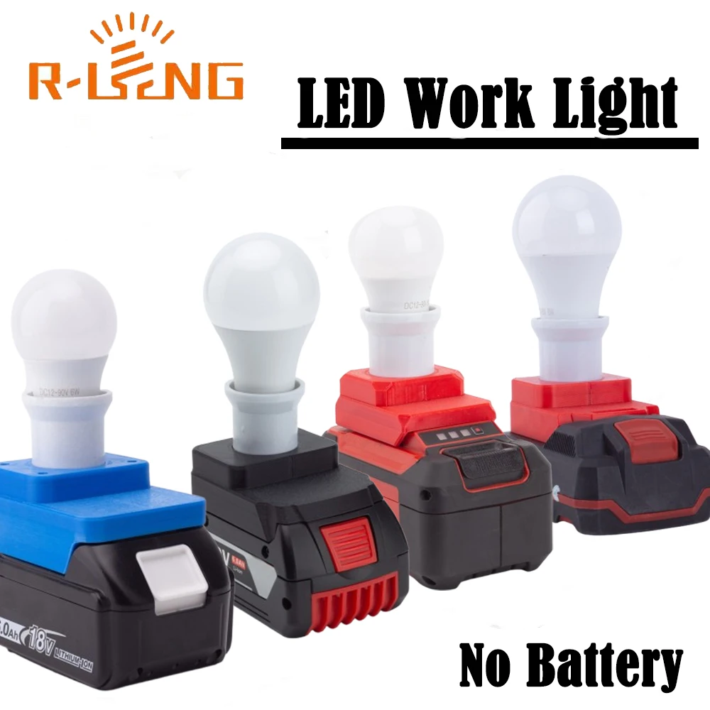 E27 Bulb Lamp LED Work Light For Makita/Bosch/Ozito18V Parkside X20V Lithium Battery Portable Emergency Lights(NO Battery)