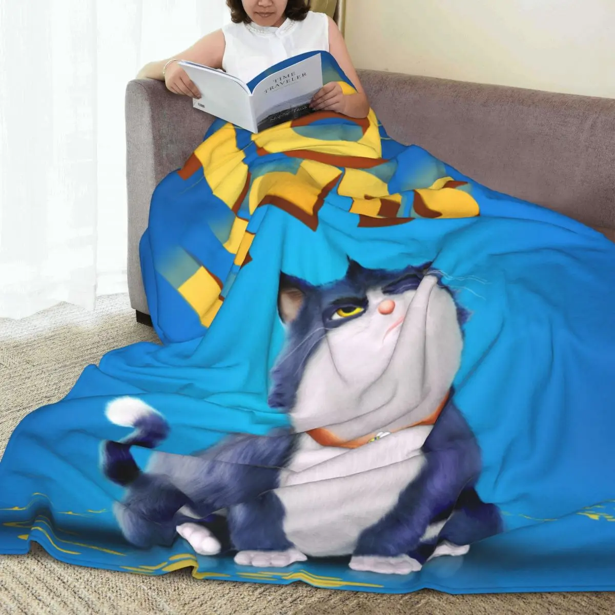 Throw Blanket 10 Lives Micro Fleece Blanket Four Sizes Fashionable Portable For Living Room Nice Gift