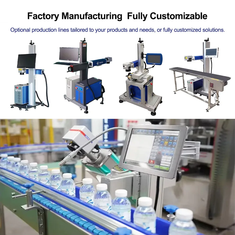 Automatic Flying Fiber Laser Writing Marking Machine for Production Line PVC Pipe Tube Date Code Logo Engraving 20W 30W 50W