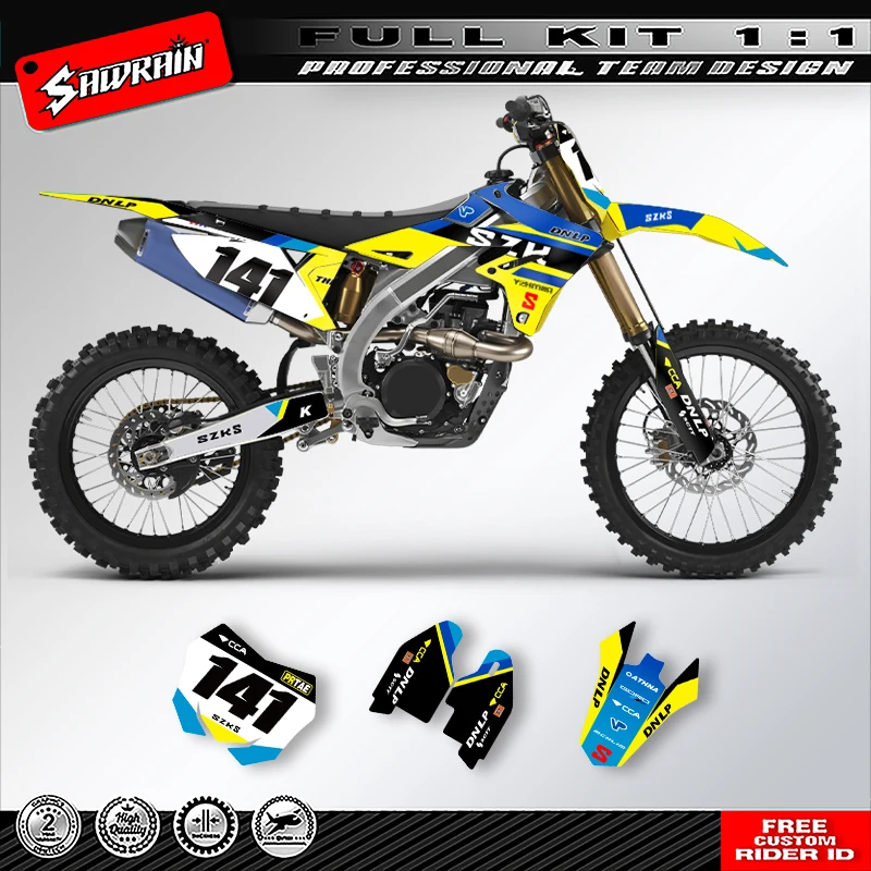 

Sawrain Motorcycle Sticker Custom Team Graphics Decals Kit For SUZUKI 2018 2019 2020-2022 RMZ250 2019 2020 2021 2022 RMZ450 002