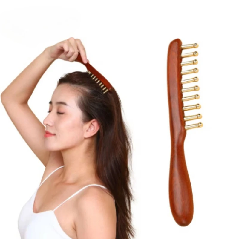 

10 tooth copper wood massage comb, used for head meridian treatment and head relaxation tools