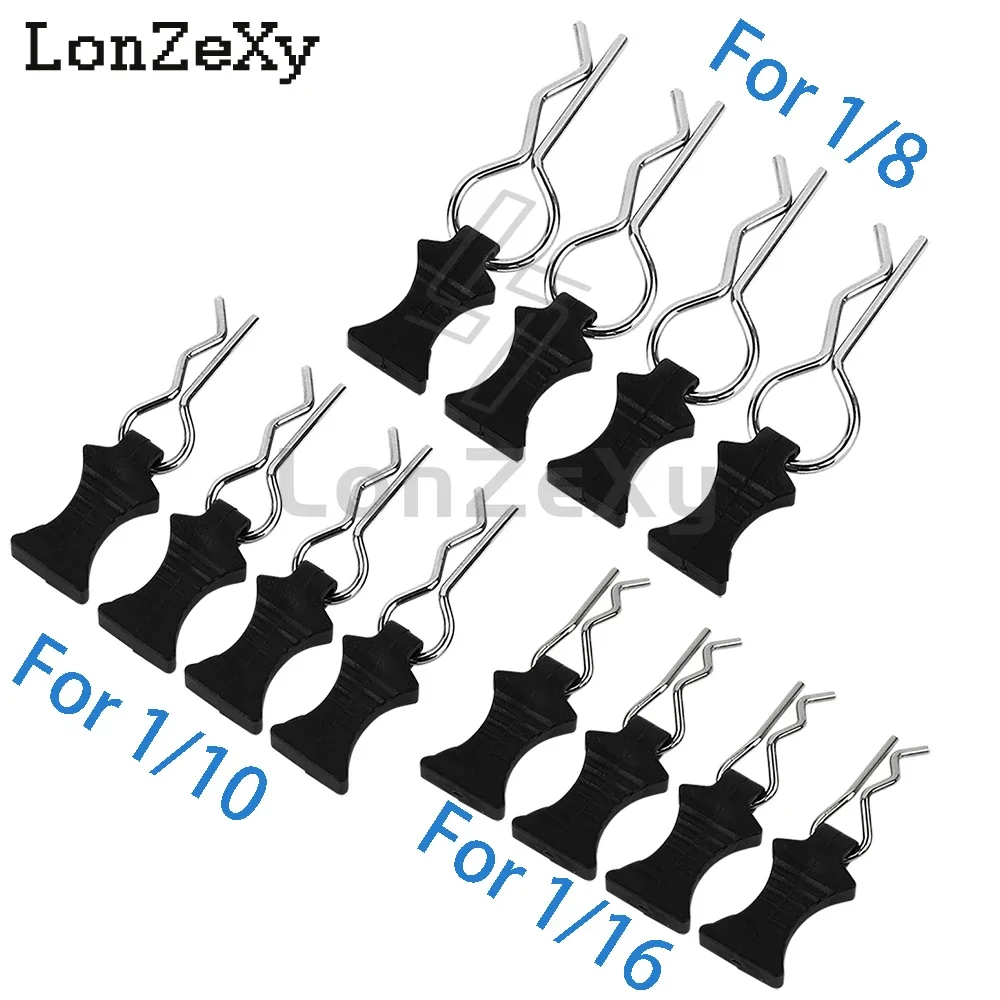 4pcs Metal R-type Car Shell Body Fixed Clips Pin with Plastic Tab for Axial SCX10 TRX-4 MJX Hyper Go 1/10 1/16 1/8 RC Car Parts