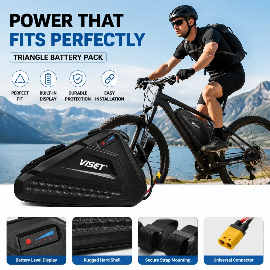 

VISET 2026 New 48V25Ah Triangle E-Bike Battery Crossbeam Portable Large Capacity Lithium Battery with BMS