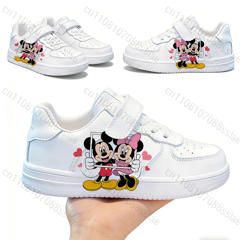 

Кроссовки для девочек и женщин с мультяшным принтом Микки и Минни Маус, удобные, дышащие, на шнуровке, для повседневной носки, подарок для родителей и детей.