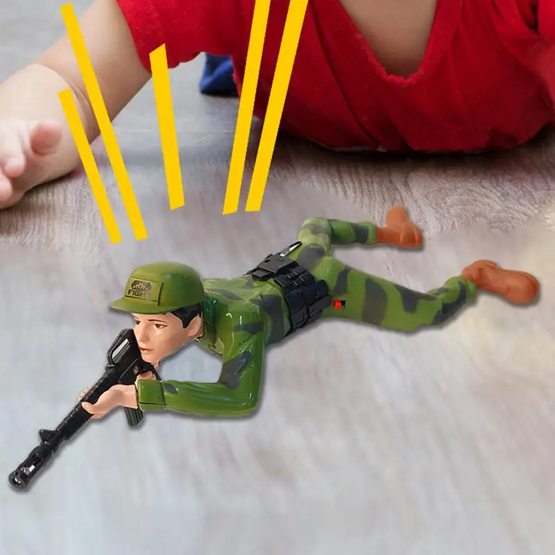 Electric Crawling Soldier Toy para crianças, legal e interessante, Movable Joint, Action Figure Model, luz de som realista