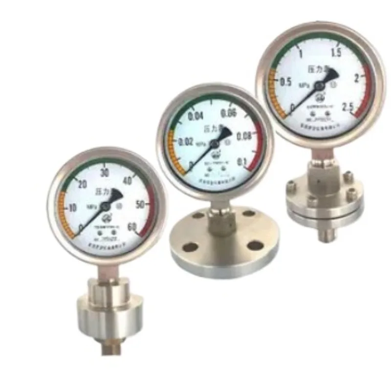 Stainless Steel Diaphragm Pressure Gauge Shock-resistant Lining PTFE Anti-corrosion Tantalum Titanium Film