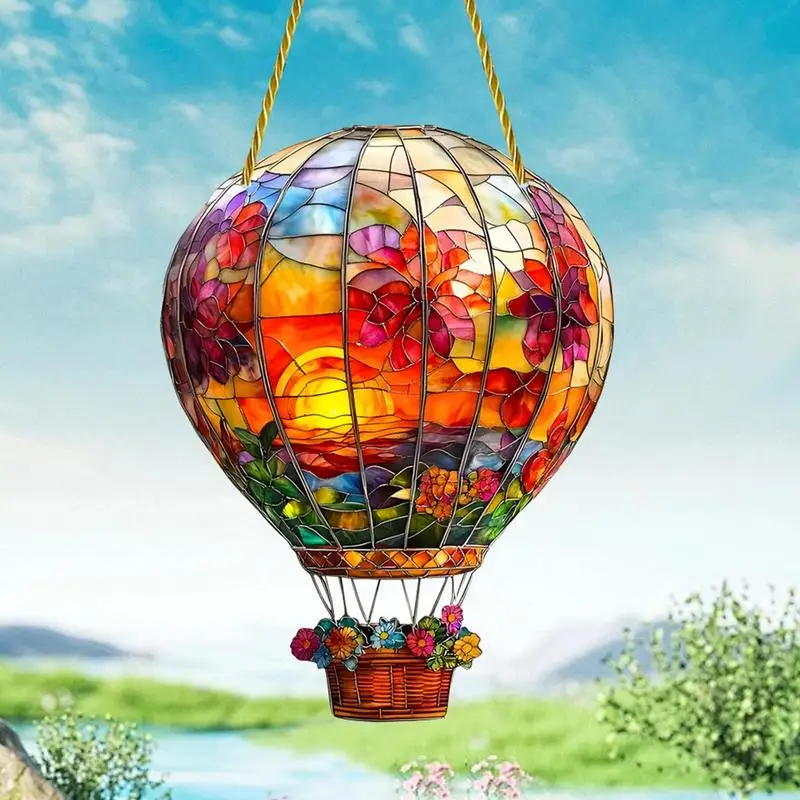 2D Flat Acrylic Hot Air Balloon Sun Catcher Acrylic Wall Hangable Colored Decor Indoor Window Decor Hangable Art for Indoor