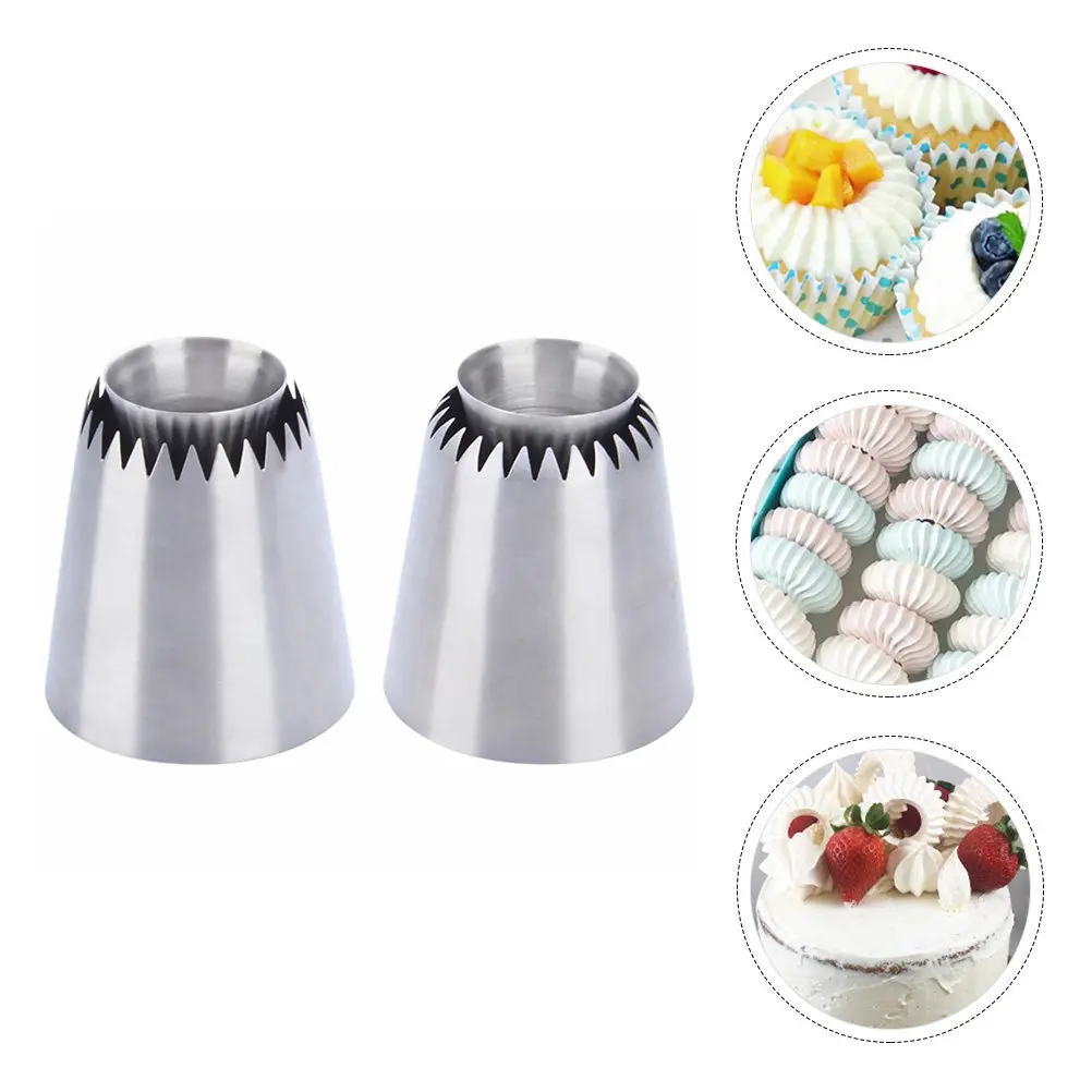 2Pcs Food Grade Stainless Steel Drop Rose Pastry Nozzles for Butter Cream Piping Perfect Cake Decoration Tools