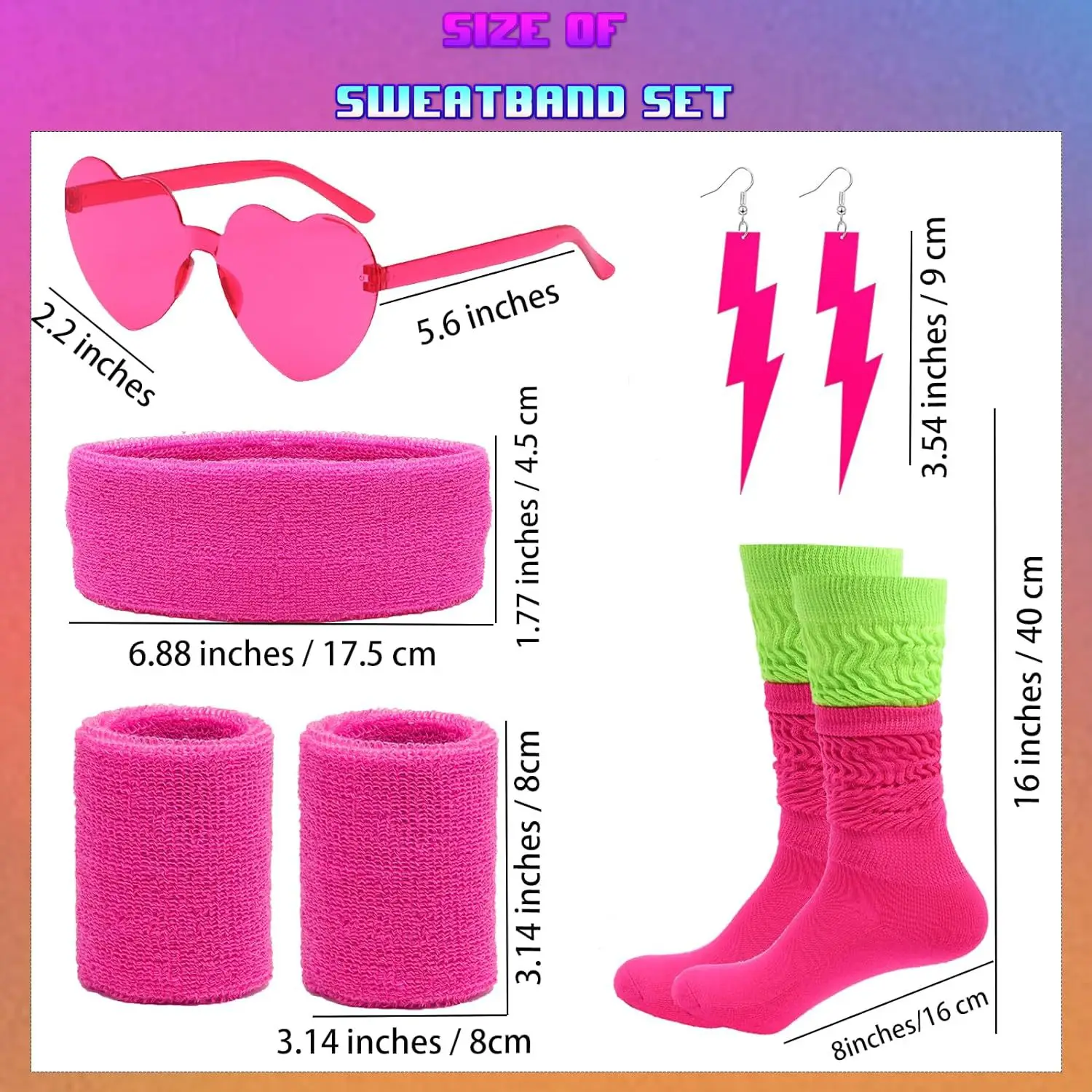 80s menina cosplay cintura bandana brincos luvas de rede fanny pacote retro 80s festa traje acessórios feminino fantasia adereços