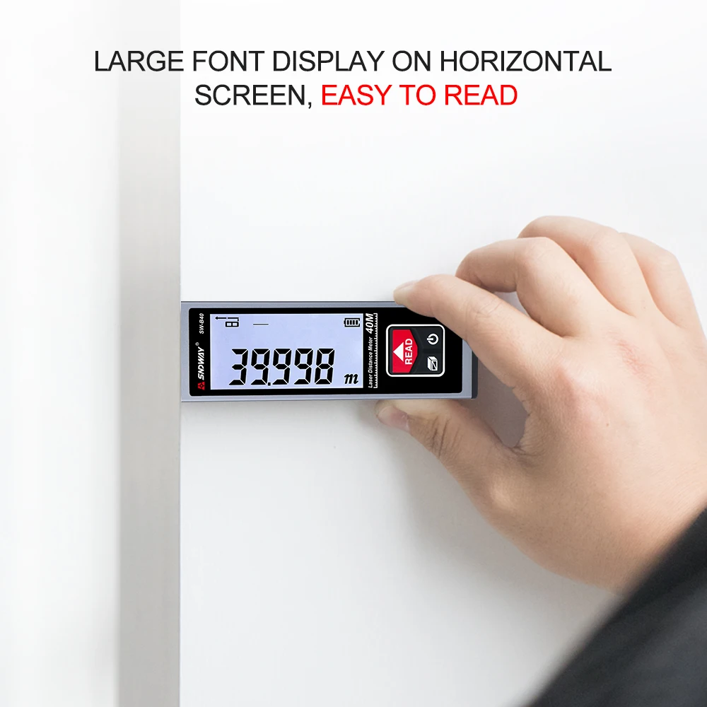 SNDWAY Mini Laser Distance Meter Digital Rangefinder 40m 50m 60m Rechargeable Range Finder Laser Tape Measure