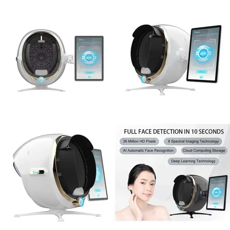 for Smart Mirror Wood Grain Lamp Skin Scanner 3D Skin Mirror 8-Band UV AI Smart Portable Multi-Voltage Skin Analyzer