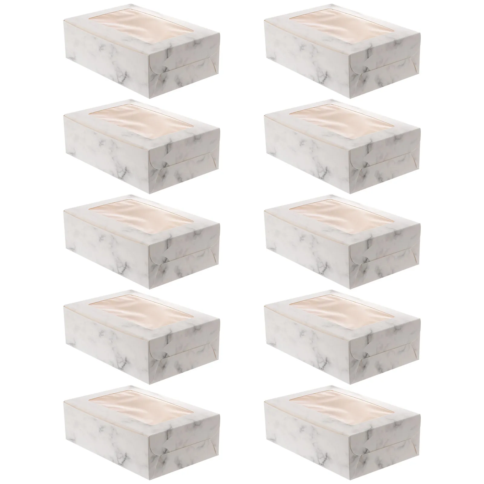 10Pcs Muffin Boxes Windowed Paper Cake Box Eco-Friendly Macaron Packaging Box Safe Food Grade Cupcake Container Gift Storage