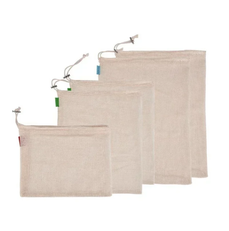 Organic Cotton Net Bag Drawstring Bundle Mouth Vegetable and Fruit Bag Cotton Net Bag Can Be Recycled and Sold Well