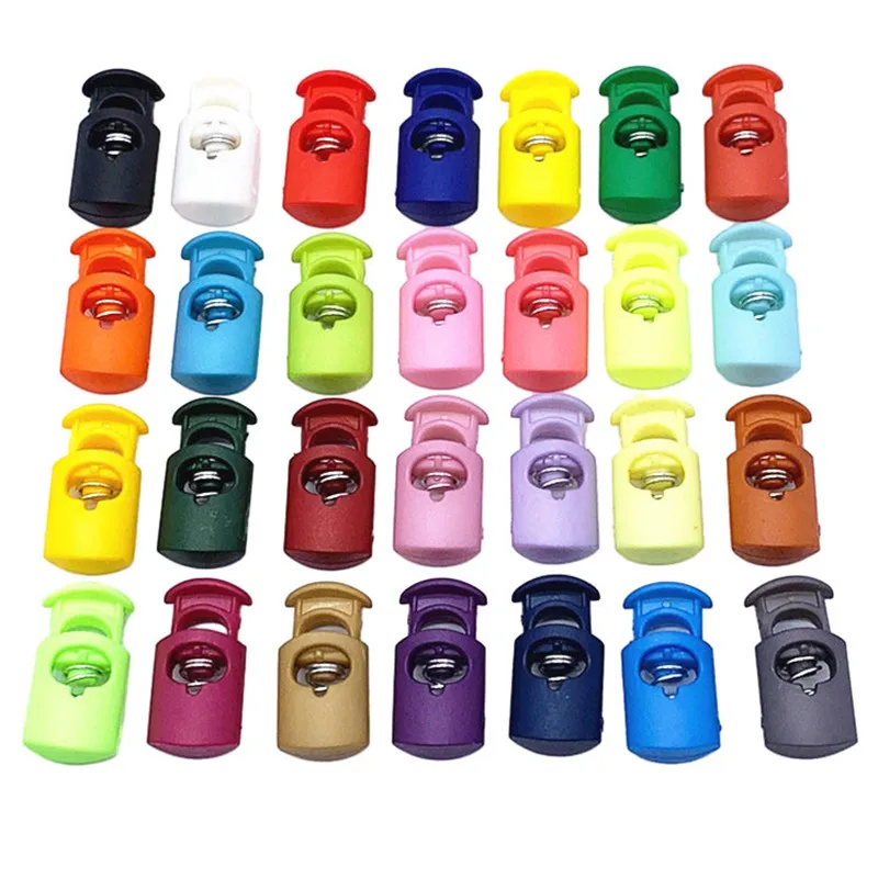 10/50Pcs High-grade Single hole Plastic Stopper Cord Lock Tighten Spring Cord End Buckles DIY Clothes Setting Button Accessories