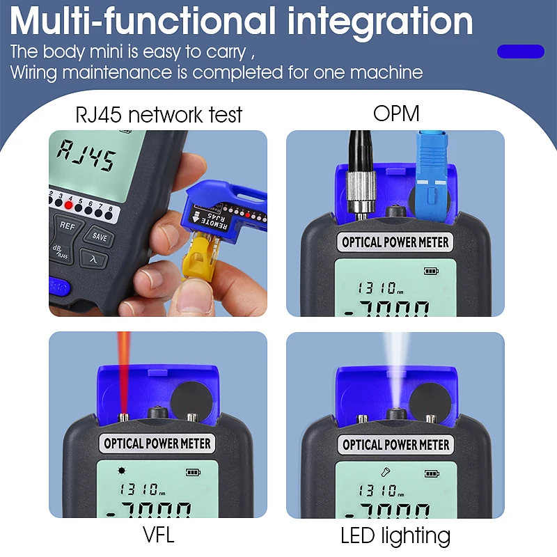 COMPTYCO AUA-DC70 광전력 계량기-70 ~ + 10dBm, 4 in 1 OPM 다기능 광섬유 네트워크 케이블 테스터, VFL 15-30MW 옵션