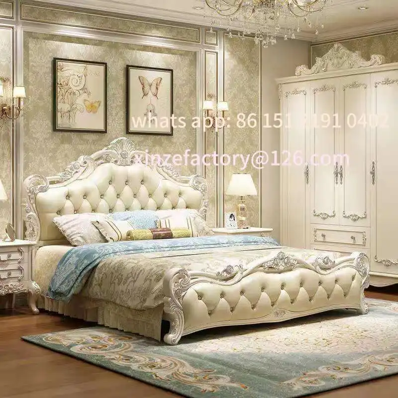

Customizable European bed Modern simple solid wood princess bed