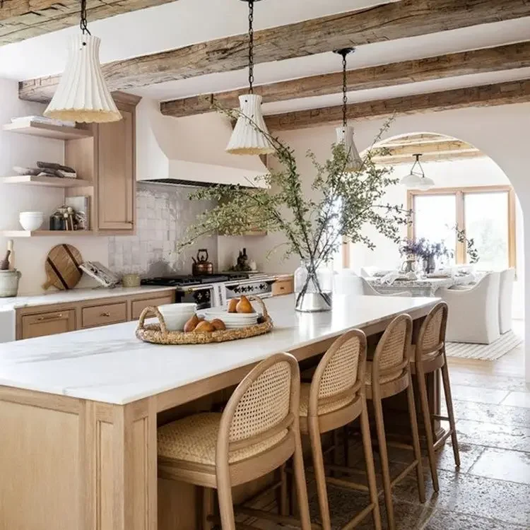 مقعد مرتفع من الخيزران الصلب والخشب الصلب، كرسي مرتفع لمنتصف القرن مع مسند ظهر مقوس، مقعد أنيق لجزيرة المطبخ، البار #6