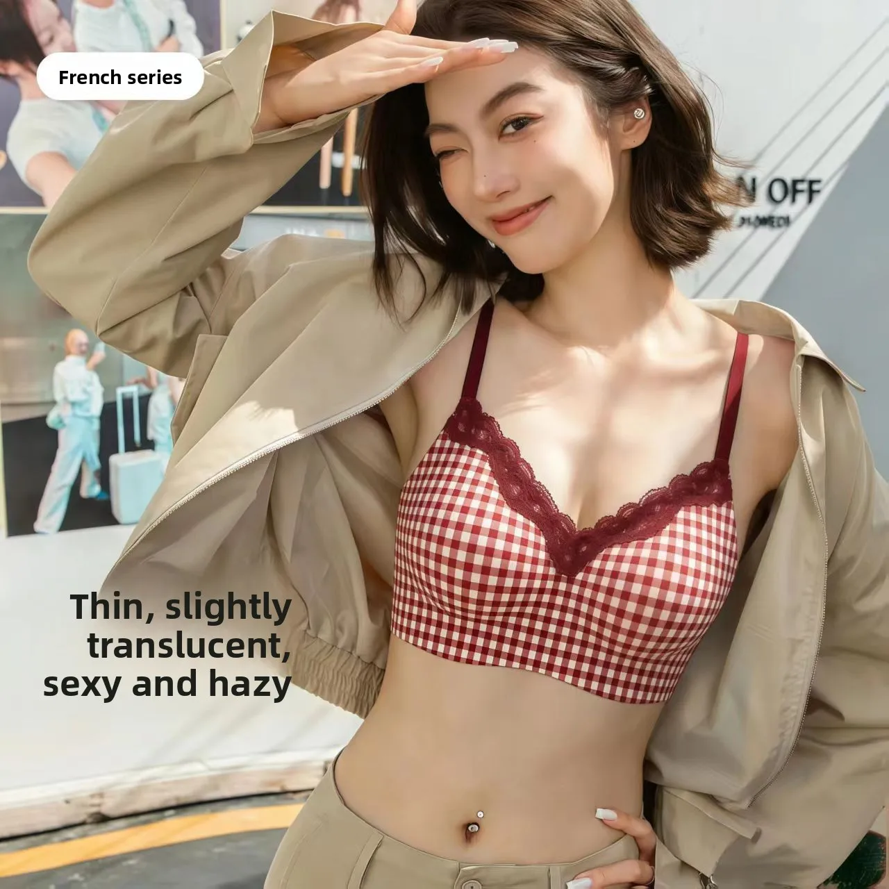 Soutien-gorge sans fil français à motif floral mignon pour femme, push-up sans couture pour petite poitrine, bonnets fixes, une pièce, dos nu, lingerie confortable