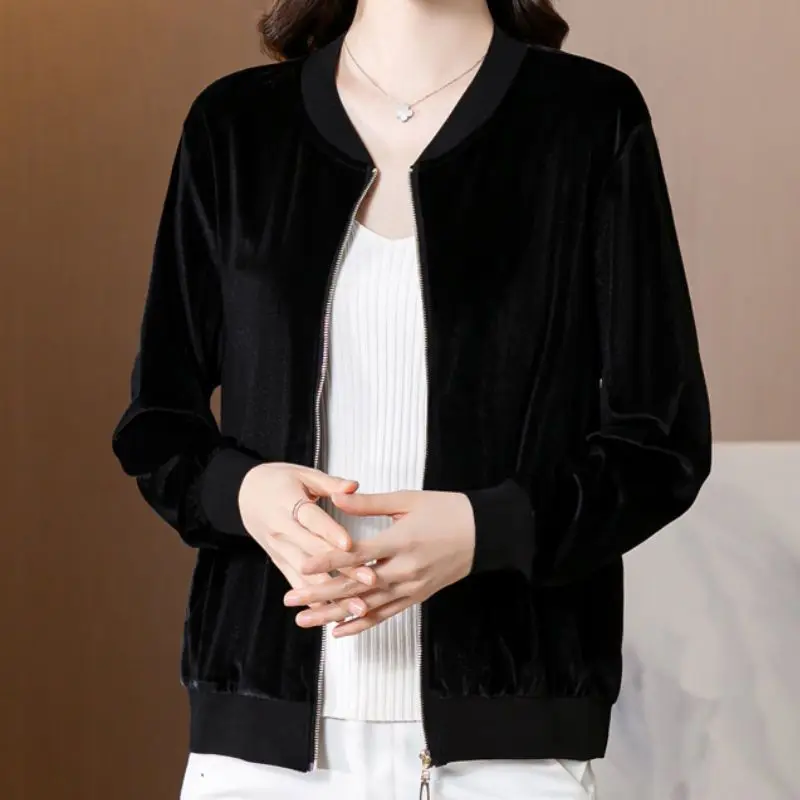 2023New Autumn Fashion Zipper Long Sleeve Coats Ladies Simplicity Solid Color O-neck Cardigan Jackets Casual Women Clothing Tops