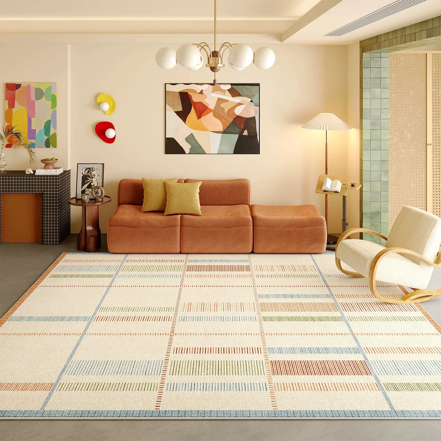Dopamine Living Room Floor Mat Minimalist Light Luxury Large Area Carpet Bedroom Rug Waterproof Non-slip Coffee Tables Rugs 거실러그