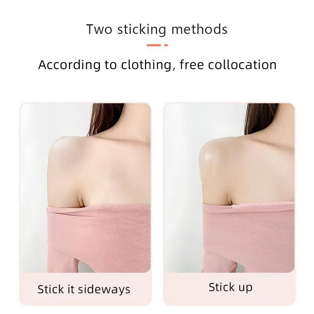 1Pair Invisible Shoulder Pad Detachable Breathable Silicone Shoulder Pad Anti-Skid Adhesive Sticky For Women Men Right Angle