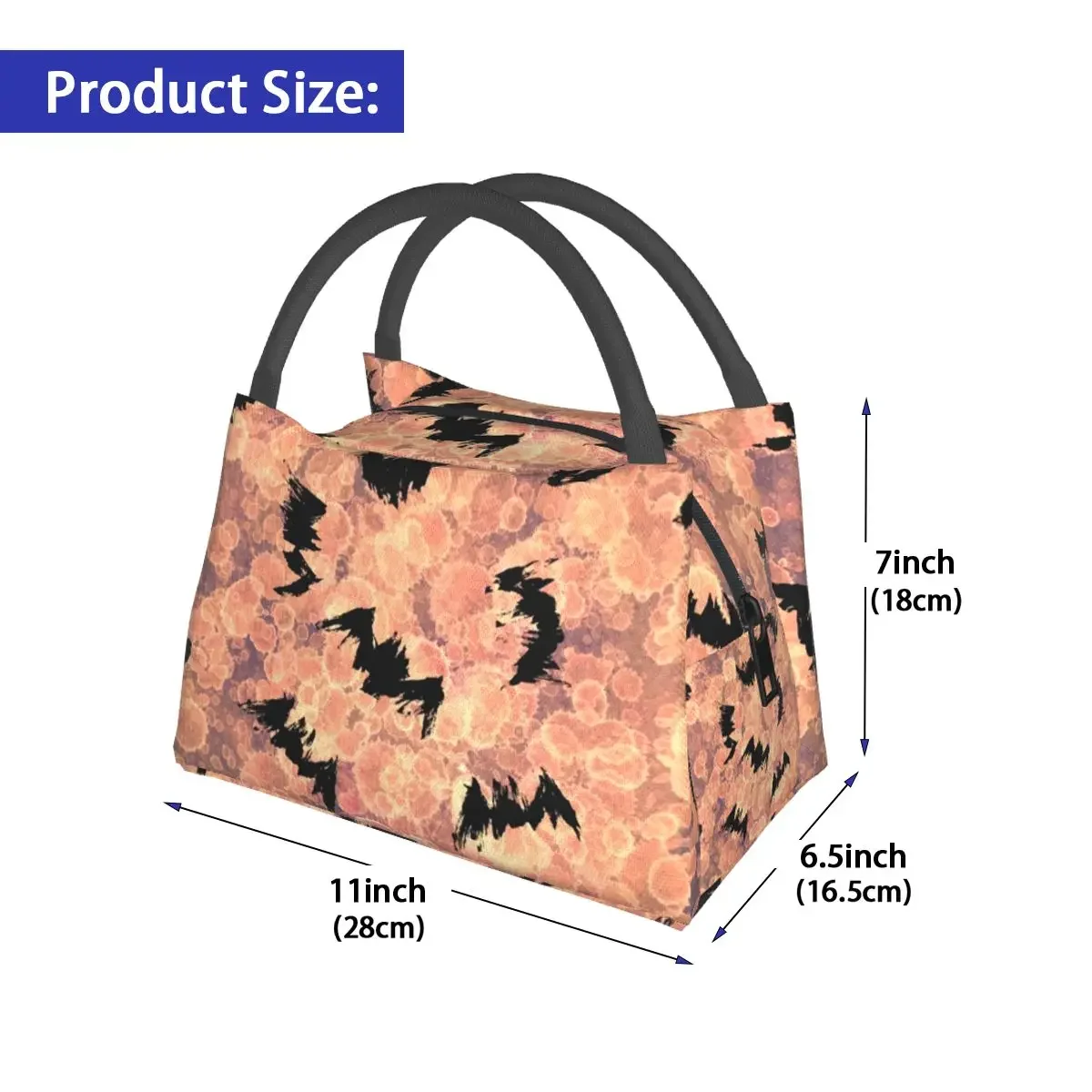 Abstract Bats Lunch Bag For Child Spots Print Graphic Lunch Box Kawaii School Cooler Bag Portable Oxford Thermal Lunch Bags