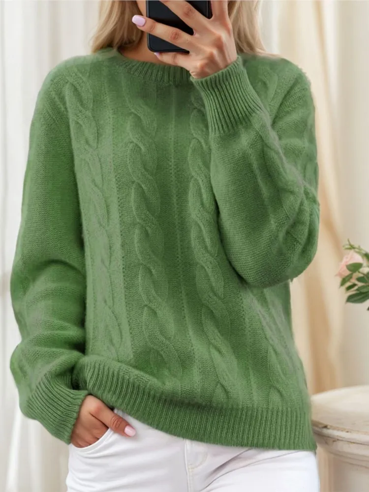 

Winter Kint Sweater For Women Fashion Casual Long Sleeve O Neck Pullovers Tops Sweaters Lady Holiday Streetwear Women's Clothing