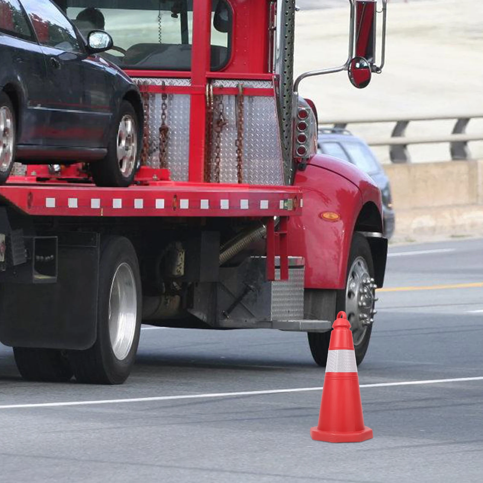 

Reflective Road Cone Sturdy Plastic Outdoor Construction Safety Visibility Stability Wide Base Easy Transport Storage