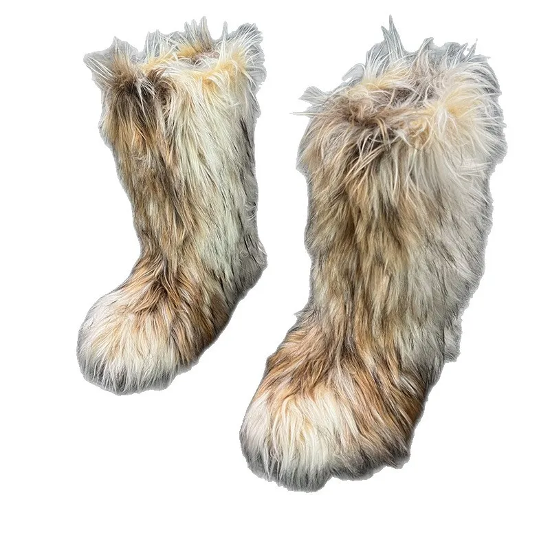 النساء أحذية الفراء الاصطناعي أفخم رقيق الثلوج الأحذية منتصف الخصر الدافئة ومريحة في الهواء الطلق الشتاء الأحذية حذاء بوت بطول الكاحل المألوف #5