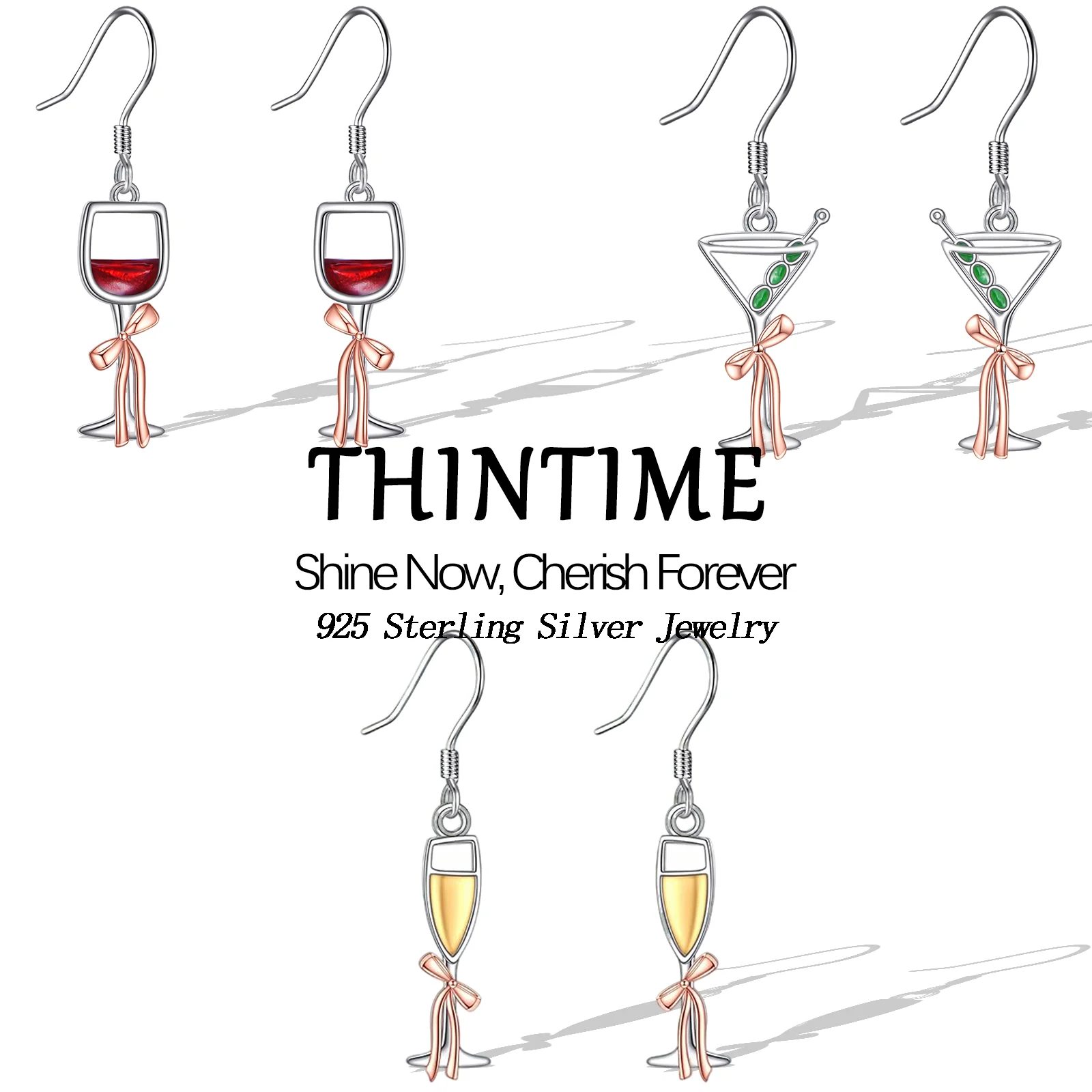 

Champagne Martini Wine Earrings S925 Sterling Silver Martini Dangle Earrings Martini Jewelry Gifts for Women