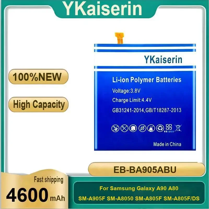 

YKaiserin EB-BA905ABU Battery for Samsung Galaxy A90 A80 Mobile Phone Batteries 4600mAh Bateria Warranty 2 Years + Track Code
