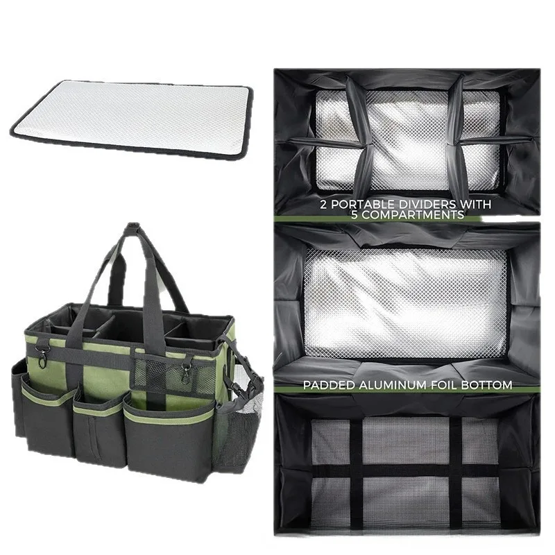 Kit de limpieza portátil de gran capacidad, organizador multibolsillo para el hogar y el coche, bolsa de mano resistente al agua para herramientas de limpieza