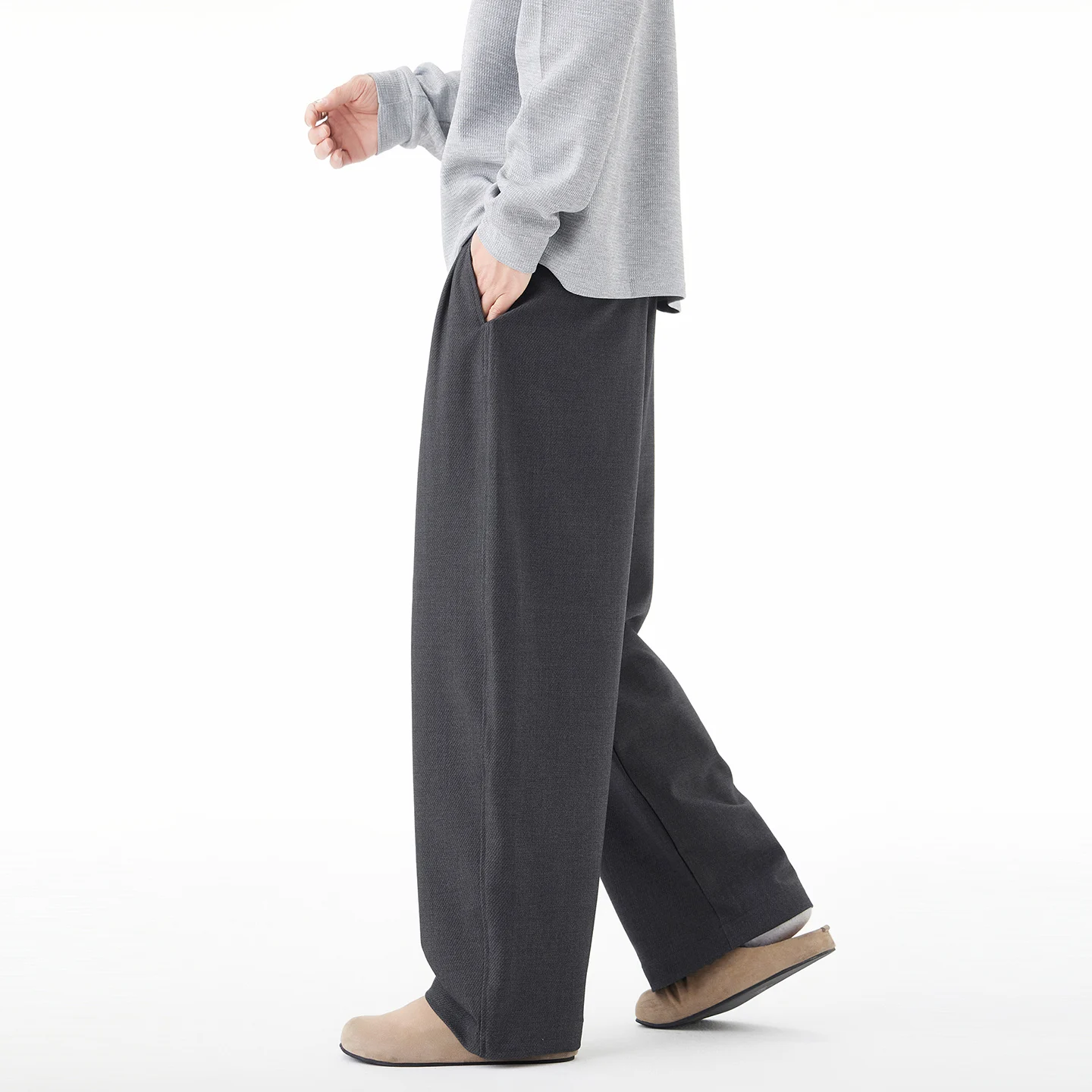 Pantalones de cintura alta para hombre, traje informal de pierna ancha, pantalón Vintage, moda japonesa, ropa de calle de Corea, pantalones largos