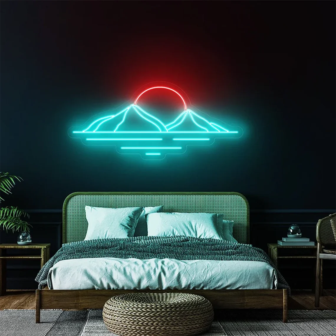 Custom Sunrise Mountain Neon Sign Landscape Neon Sign Custom Mountain Art Light Sign Bedroom Living Room Wall Decor Gift