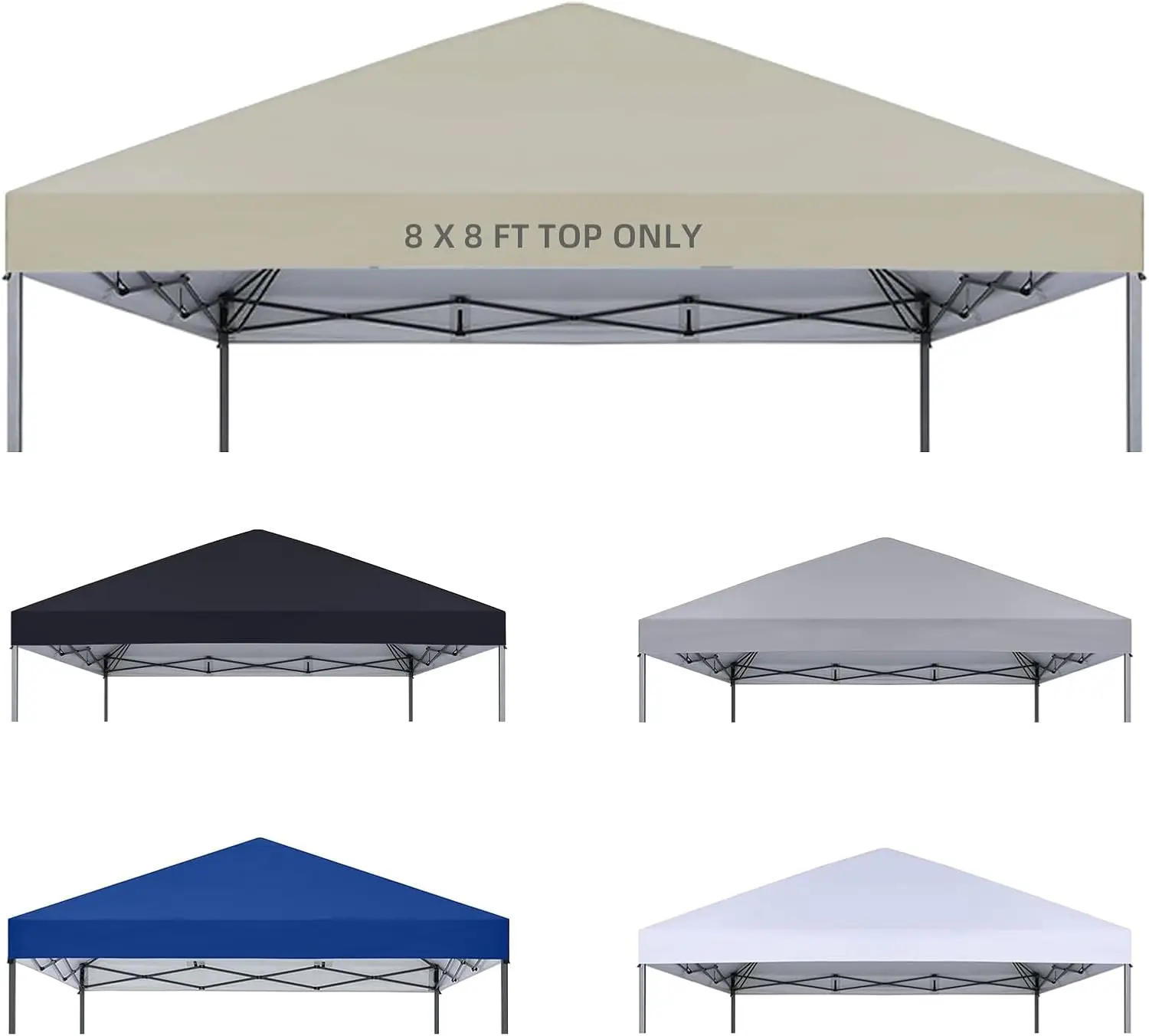 

8x8ft Waterproof Canopy Replacement Top with Windproof Ropes for Straight Leg Frame, 420D Polyester Outdoor Sun Shade