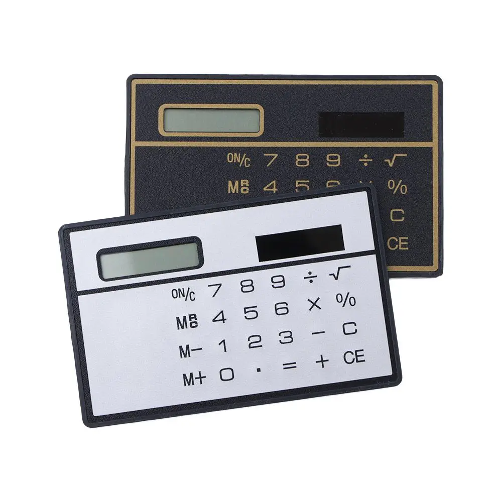 Solar Powered calculadora para Office Electronics, Ultra-fino, calculadora de bolso, Mini calculadora, cartão de crédito