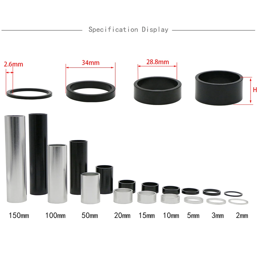 Fahrrad Vorbau Unterlegscheibe Erhöhen Verdicken Dichtung Spacer Für Fahrrad Gabel 28,6mm Headset Spacer Ring Radfahren Zubehör 50/100/150mm – Detail 2