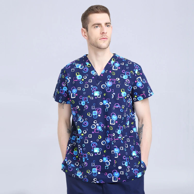 Scrub tops Uniform V-Neck Hospital Beauty scrubs Medical Surgical Gown Pharmacy Healthcare Work Wear Unisex Mens Scrub Soft view 2