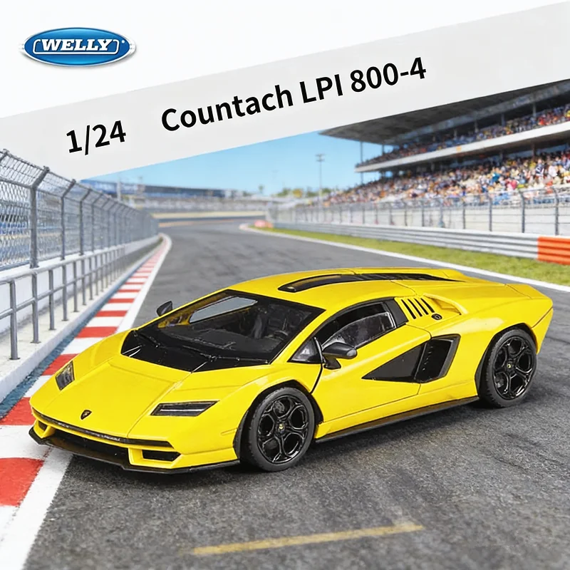 

WELLY 1:24 Lamborghini Countach LPI800 легкосплавный автомобиль, литье под давлением и модель игрушечного транспортного средства, миниатюрная масштабная модель автомобиля, игрушечный подарок для детей