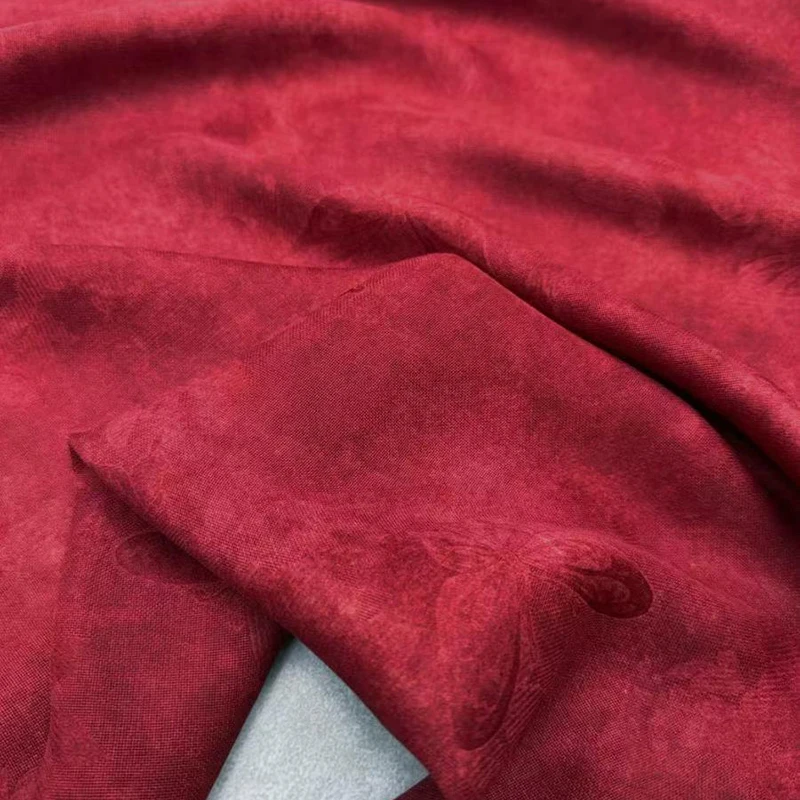 114CM Wide 25MM Soft Silk Fabric for DIY and Sewing Dress Pants Pajamas Printed Hole-through Rose Red  Hualuo Silk Fabric R7133