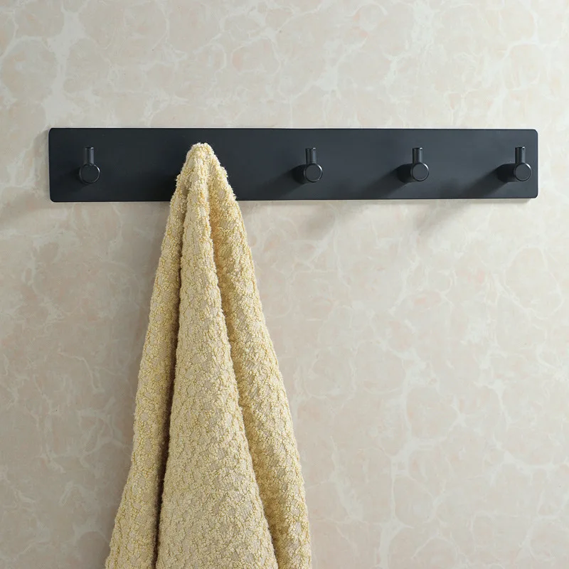 Stainless Steel Bathroom Hook Black Storage Hanger Robe Coat Clothes Self-adhesive Rack Kitchen Hardware