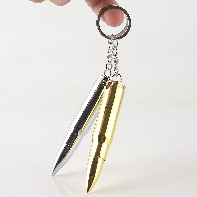

Newest Cigar Igniter Bullet Grinding Wheel Windproof Open Flame Lighter Keychain Metal Cigarettes Lighters & Smoking Accessories