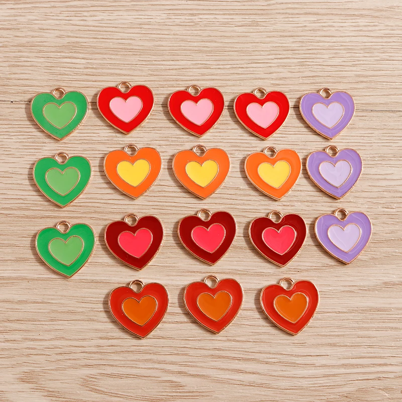 10 stücke Neue Bunte Emaille Liebe Herz Charms Anhänger für Schmuck Machen Frauen Mode Ohrringe Halsketten DIY Handwerk Liefert – Detail 17