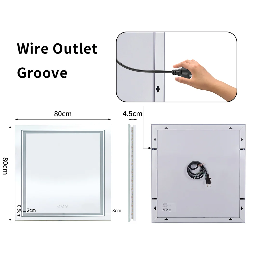 Wall Mounted LED Backlit Vanity Mirror,Illuminate Bathroom Makeup Mirror with Adjustable 3 Lights And Fogless Demister Pad